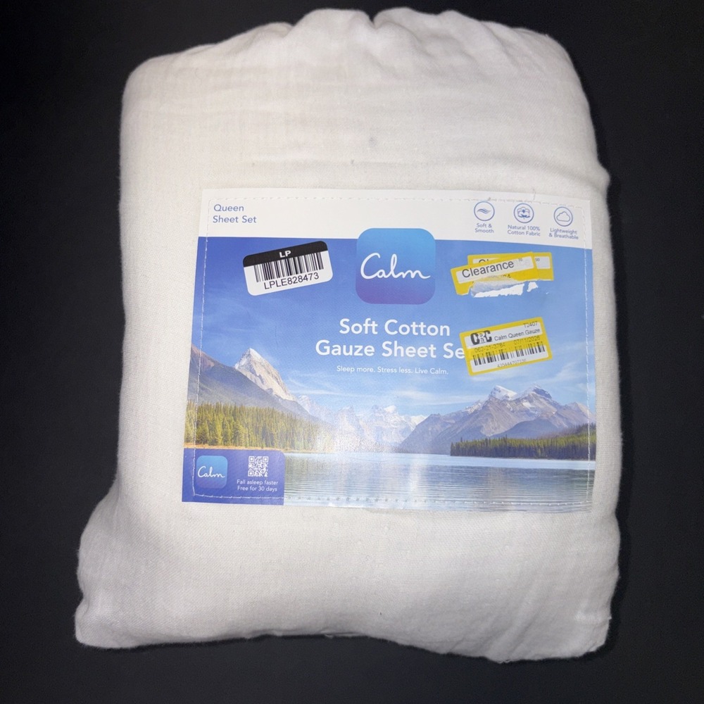 Calm White Soft Cotton Gauze Sheet Set Size Queen 20811